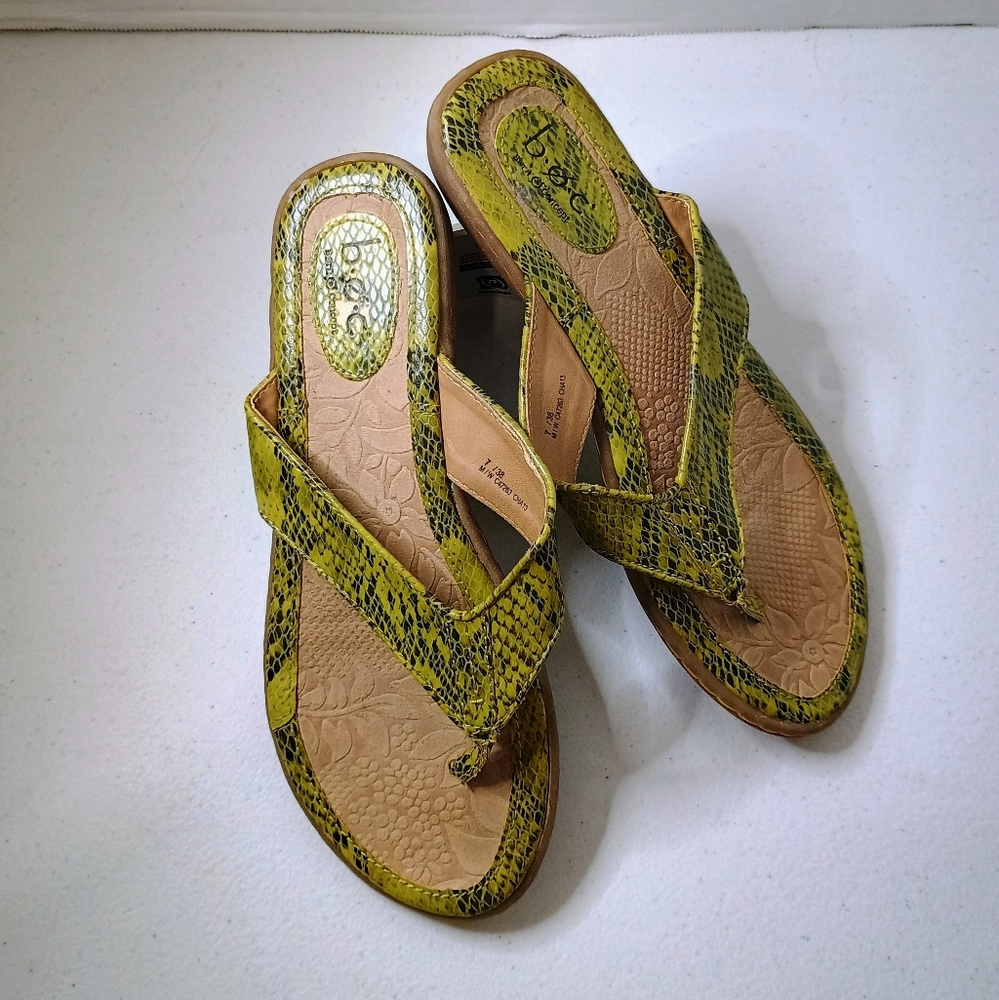 Born Green Snake-Print Thong Sandals
